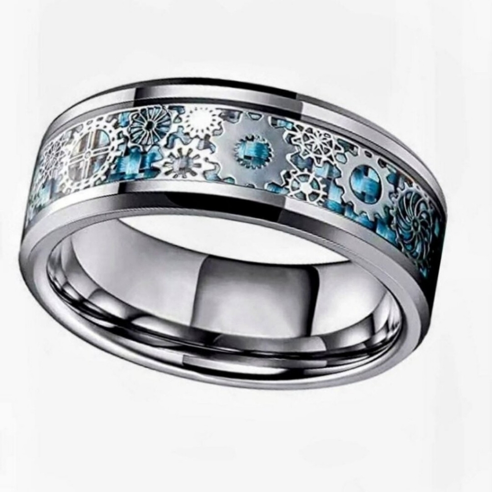 Size 8.5 Silver Stainless Steel Celestial Ring For Men Women